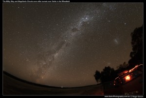 The Emu and Milky Way with Large Magellanic Cloud and Silhouettes