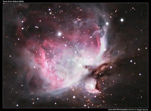 A photograph of the Great Orion Nebula (M42)